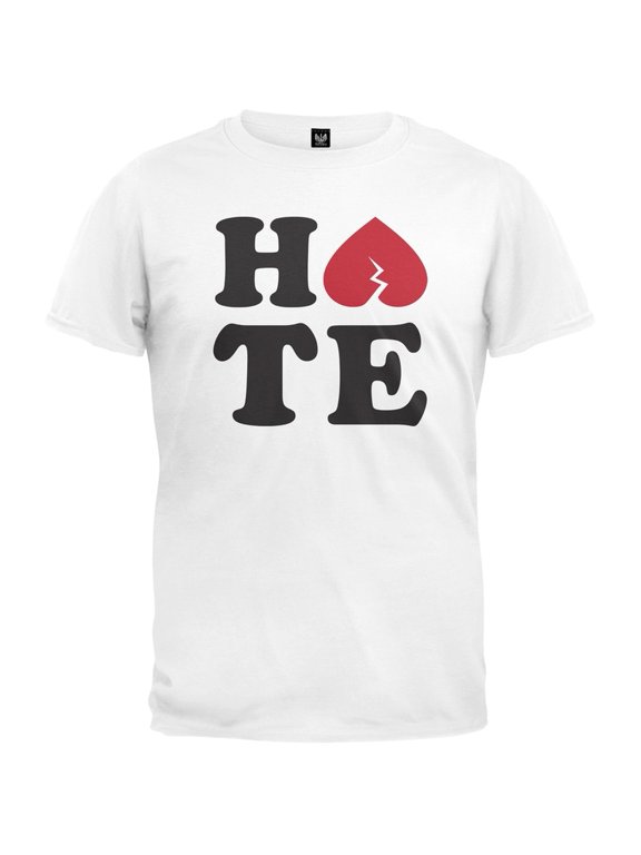 Valentine's Day - Broken Heart Hate White Adult T-Shirt - Large