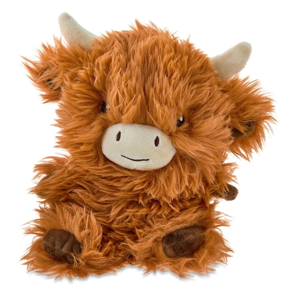 Valentine's Day Brown Cow Plush Doll 8 Inch, Soft Embroidered Smile Stuffed Animal, Rustic Farmhouse Decor Gift for Her/Him