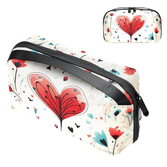 Valentine's Day Cable Organizer Waterproof Oxford Cloth Travel Case, PC Case, Cable Organizer Bag, Cable Organizer Desk, Electronic Digital Products Storage Case 5.9x9.44x3.14 in