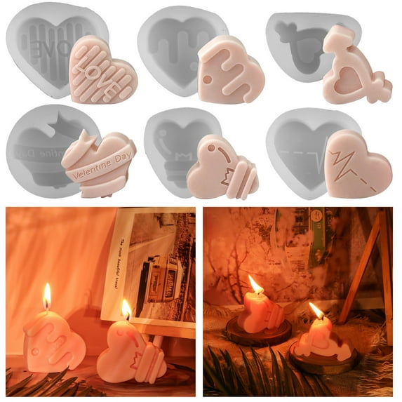Valentine's Day Candle Mould for DIY Romantic Crafts - Heat Resistant Resin Mold for Homemade Gifts, Ideal for Couples and Craft Enthusiasts(White,C)