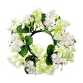 thumbnail image 1 of Valentine's Day Candle Rings, Ongmies Artificial Hydrangea Candle Rings Wreaths 3.5 Inch Center Eucalyptus Leaves Wreaths Small Boho Wreath Pillar Candle Holder for Easter Wedding Tabletop Decor, 1 of 9