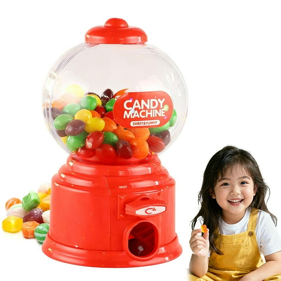 Valentine's Day Candy Gumball Machine Dispenser for Kids Exchange Gifts, Sweet Treat Holder with Fun Piggy Bank Slot, Heart Shaped Decor for Party Tables & Desks, 5.7 Inch