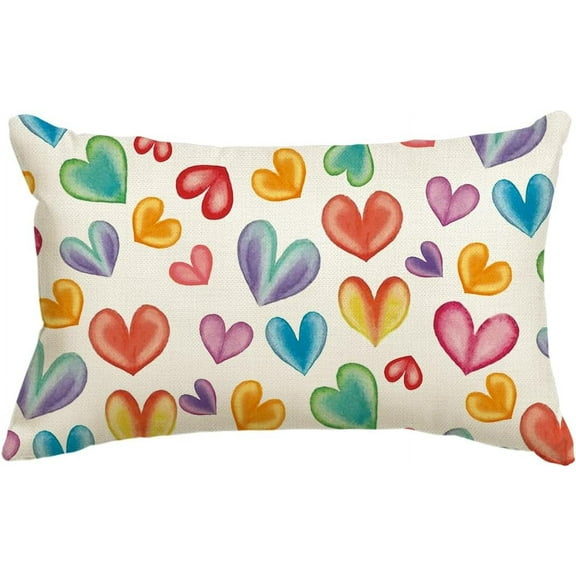 Valentine''s Day Candy Heart Throw Pillow Cover, 12 x 20 Inch Anniversary Wedding Cushion Case Decoration for Sofa Couch