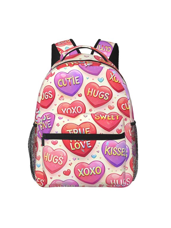 Valentines Day Candy Hearts Backpack Lightweight Rucksack Travel Bag for Men and Women