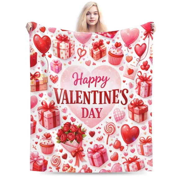 Valentine’s Day Candy Hearts Blanket – Cute Love Quotes Pattern Throw Blanket 50x40