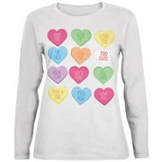 OLD GLORY Valentine's Day Candy Hearts White Womens Long Sleeve T-Shirt - 2X-Large