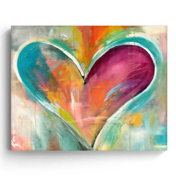 Valentine's Day Canvas Wall Art Decor - Abstract Colorful Heart Painting, Vibrant Artwork for Romantic Home Decoration, Living Room or Bedroom Love-Themed Wall Art