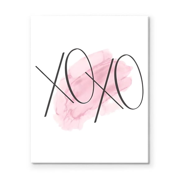 Valentine's Day Canvas Wall Art Decor - XOXO Design with Pink Watercolor Background, Romantic Canvas Wall Art Decor for Bedroom and Living Room, Modern Wall Art for Love-Themed Spaces