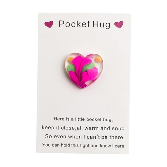 Valentine's Day Card Pocket-Hug Crystal Heart Gift Set, 3.5x2.4in Romantic Heart Charm with Greeting Card for Thoughtful Holiday Gifting Decorations