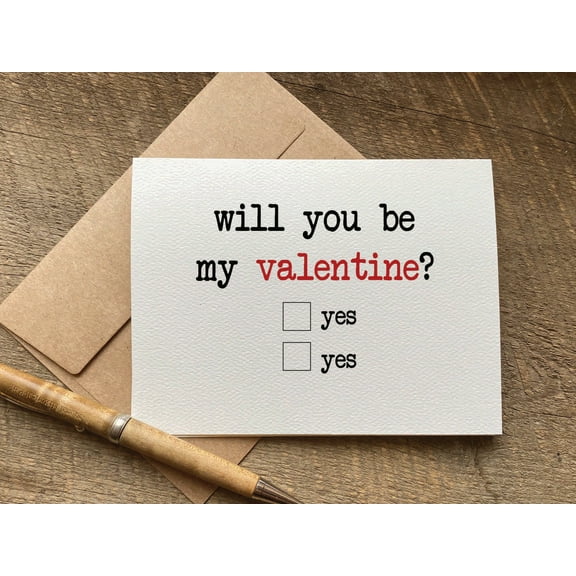 Valentine's Day Card  "Will You Be My Valentine?" Fun Check Box Design  Envelope Included, Blank Inside  Perfect for Proposing Love or Friendship