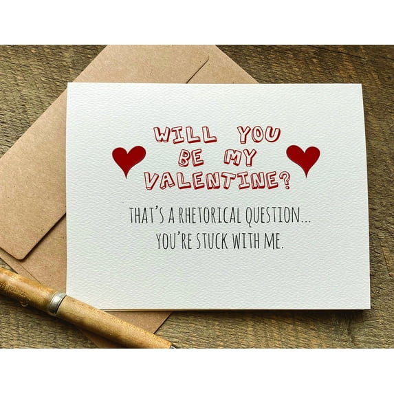 Valentine's Day Card – "Will You Be My Valentine?" Rhetorical Question Design – Envelope Included, Blank Inside – Perfect for Loved Ones, Partners, or Friends