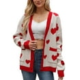 thumbnail image 1 of Valentine's Day Cardigans for Women Cute Heart Printed V-Neck Button Down Cardigan Sweaters with Pockets Shermie, 1 of 5