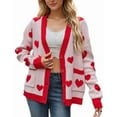 thumbnail image 1 of Valentine's Day Cardigans for Women Cute Heart Printed V-Neck Button Down Cardigan Sweaters with Pockets Shermie, 1 of 6