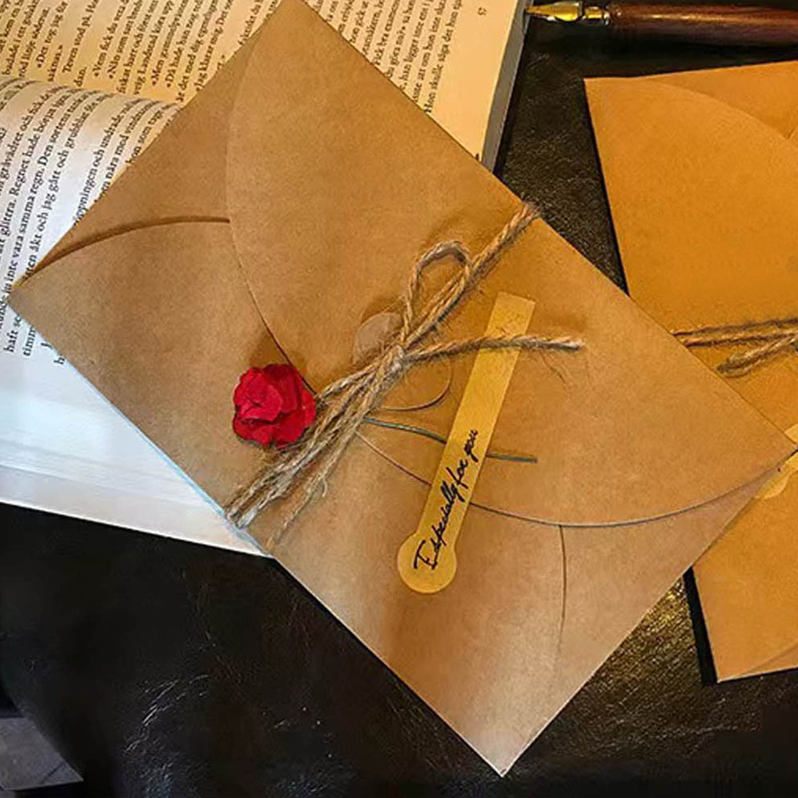 Valentine's Day Cards Contain Envelopes With Dried Flowers Stickers