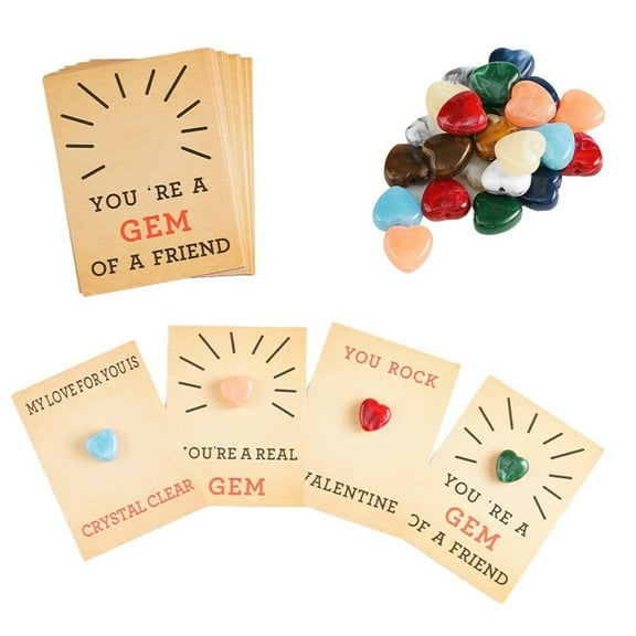 Valentine's Day Cards Gifts- 24 Pack with Cute Plastic Hearts, Fun & Festive Cards to Pass Out to the Whole Class, Non-Candy Valentines Gifts(3.14x2.36Inch)