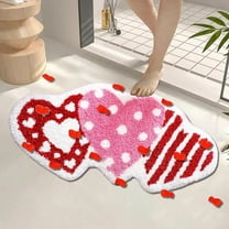 Valentine's Day Carpet Bathroom Rug Love Heart Bath Mat Non Slip Shower Rugs Love Shape Front Door Mat Carpet,Washable Door Mat Welcome Carpet,Valentine's Day Decoration