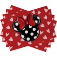 thumbnail image 1 of Valentine''s Day Cartoon Mouse Placemats Set of 4, Red Black Love Hearts Bow Polka Dots Holiday Dining Table Place Mats, Anniversary Wedding Kitchen Decor Home Decoration 12 x 18 Inch, 1 of 5