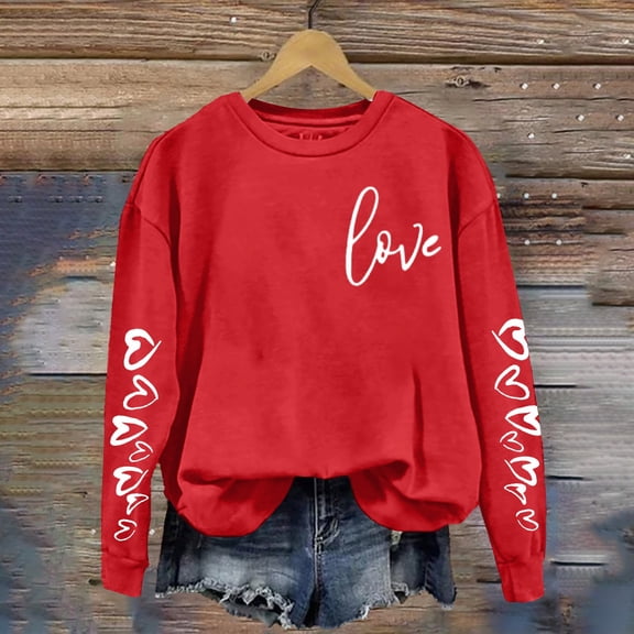 Valentine's Day Casual Womens Sweatshirts Crewneck Long Sleeve Tops Oversized Pullover Sweatshirt for Women