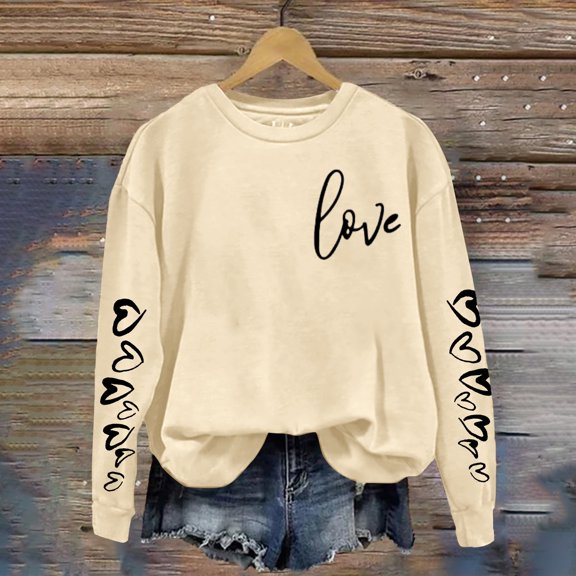 Valentine's Day Casual Womens Sweatshirts Crewneck Long Sleeve Tops Oversized Pullover Sweatshirt for Women