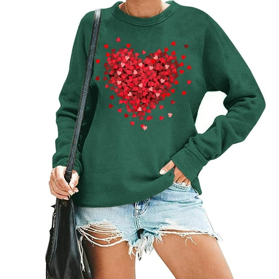 Valentine's Day Casual Womens Sweatshirts Crewneck Long Sleeve Tops Oversized Pullover Sweatshirt for Women