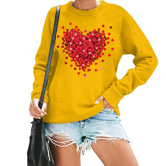 Valentine's Day Casual Womens Sweatshirts Crewneck Long Sleeve Tops Oversized Pullover Sweatshirt for Women