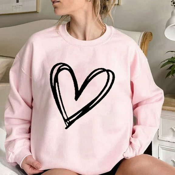 Valentine's Day Casual Womens Sweatshirts Crewneck Long Sleeve Tops Oversized Pullover Sweatshirt for Women