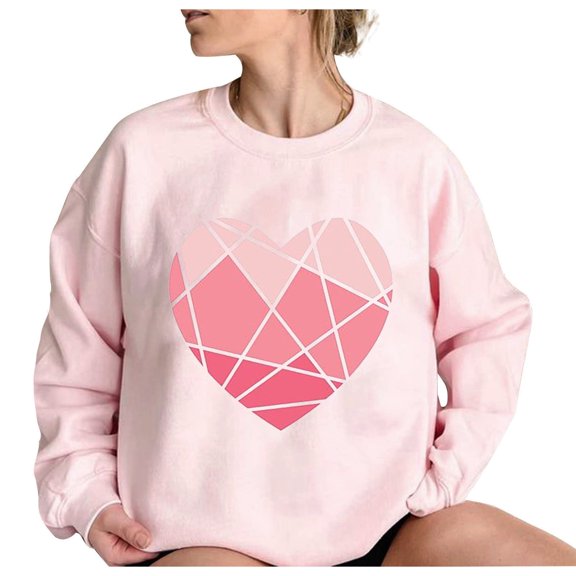 Valentine's Day Casual Womens Sweatshirts Crewneck Long Sleeve Tops Oversized Pullover Sweatshirt for Women