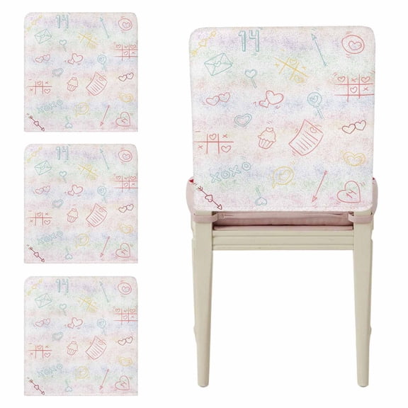 Valentine's Day Chair Back Covers Set of 8, Heart Ice Cream Arrow Number Stretch Dining Chair Back Slipcovers Removable Seat Cover for Kitchen Restaurant Hotel Cafe