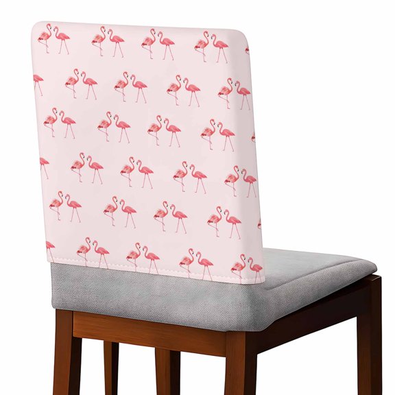 Valentine's Day Chair Covers Set of 1 Pink Flamingo Cartoon Tropical Animals Pink Chair Back Covers Stretch Removable Washable Slipcovers Protector for Dining Room Kitchen Party Decor