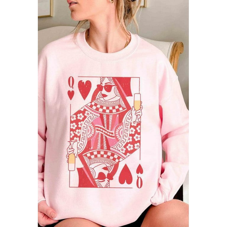 Valentine s Day Champagne Queen Of Hearts Sweatshirt Plus Size Walmart