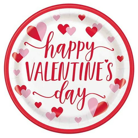 Valentine's Day 'Charming Hearts' Large Paper Plates (8ct)