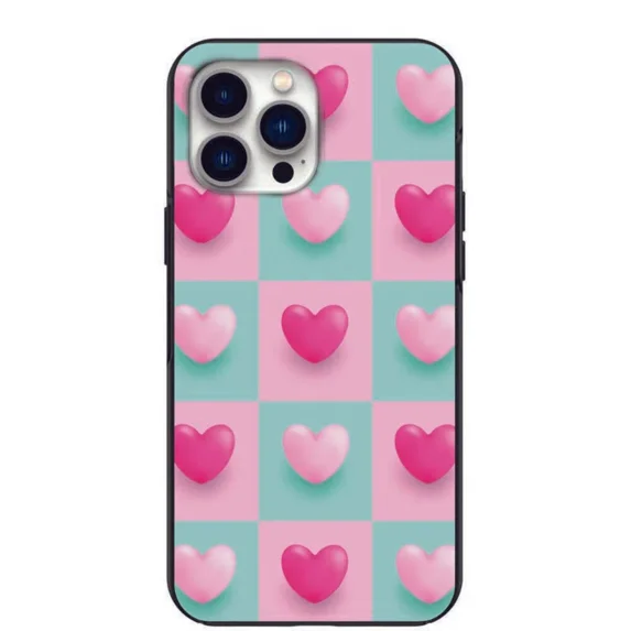 Valentine's Day Checker Hearts Designs Phone Case with iPhone 17 to 11 Pro Max