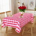 thumbnail image 1 of Valentine''s Day Checkered Fabric Rectangle Table Cloth- 60 x 120 Inch -Polyester Heart Pattern Tablecloth, Table Cover Protector for Party, Wedding, Valentine Decoration Use, Red & White, 1 of 6