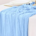 thumbnail image 1 of Valentine's Day Cheesecloth Table Runner Boho Rustic Gauze Cheese Cloth Runner for Wedding Party Baby Shower Birthday Home Decor Holiday Decorations 35x120 Inch(Light Blue), 1 of 5