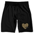 thumbnail image 1 of Valentine's Day Cheetah Heart Be Mine Men's Black Sleep Pajama Shorts, 1 of 4