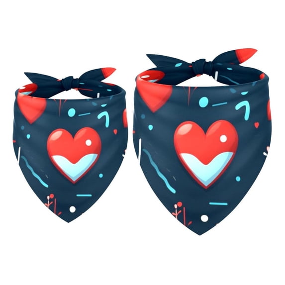 Valentine's Day Chiffon Yarn Dog Scarf (Pack of Two) - Breathable and Light Pet Collars for Small to Large Breeds - 40.6x40.6x58in and 53.3x53.3x76.2in Sizes