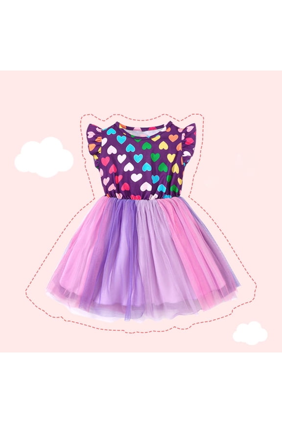 Valentine's Day Children Girls Dress Sleeveless Colorful Colorful Bow Dress Fashion 4-5 Years 4-5 Years