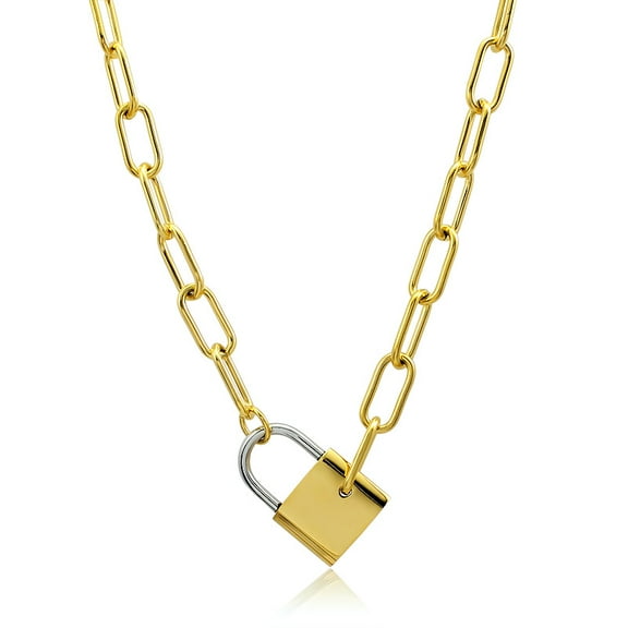 Couya Classical Lock Necklace Fashion Gold Chain Collares Jewelry Pendants Stainless Steel Necklaces