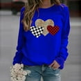 thumbnail image 1 of Valentine's Day Clearance! Bxsruta Love Heart Graphic Sweatshirt for Women Plaid Leopard Heart Print Sweater Valentines Day Funny Long Sleeve Tunic Top Shirts Blue S, 1 of 3