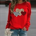 thumbnail image 1 of Bxsruta Love Heart Graphic Sweatshirt for Women Plaid Leopard Heart Print Sweater Valentines Day Funny Long Sleeve Tunic Top Shirts Red 3XL, 1 of 3