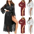 thumbnail image 1 of Valentine's Day Clearance Sale!Sexy Lace Lingerie Robe Bath Robes for Women,Sexy Satin Robes for Women Long Sleeve Floral Lace Sleeve,Long Nightdress Silk Lace Robe Lingerie Nightgown Sleepwear, 1 of 1