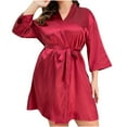 thumbnail image 1 of Valentine's Day Clearance Sale!YANHAIGONG Satin Robes for Women Plus Size,Women's Pure Short Silky Robes ,Satin Bathrobes for Women Plus Size,Bridesmaid Bride Party Satin Robes Sleepwear, 1 of 2