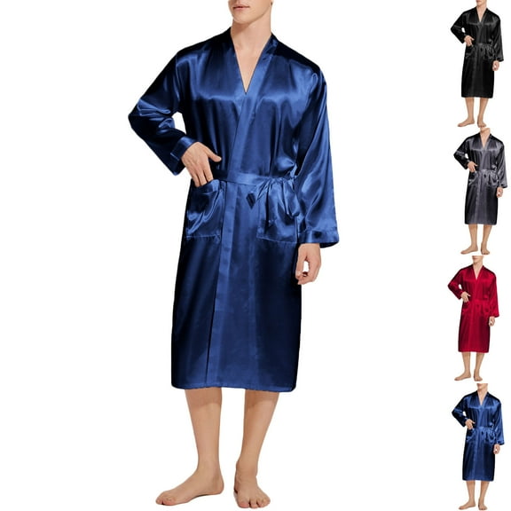 Valentine's Day Clearance Sale!YANHAIGONG Unisex Satin Silk Bathrobes for Women Plus Size,Luxury Lightweight Satin Silk Robes Kimono Robes for Women,Casual Light Bathrobe for Sleepwear Loungewear