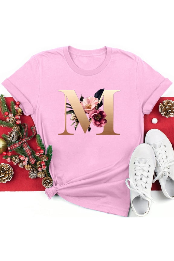 Valentine's Day Clothes Under 10.00 TMOYZQ Women's Plus Size Round Neck T-Shirts Fashion Red Rose Graphic Pullover Tops Casual 3/4 Sleeve Pullover Tops