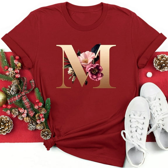 Valentine's Day Clothes Under 10.00 TMOYZQ Women's Plus Size Round Neck T-Shirts Fashion Red Rose Graphic Pullover Tops Casual 3/4 Sleeve Pullover Tops