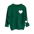 thumbnail image 1 of Valentine's Day Clothes Womens Love Heart Printed Crewneck Sweatshirts Loose Casual Long Sleeve Pullover Tops (M, Army Green #B), 1 of 7