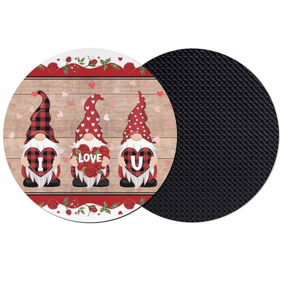 Valentine's Day Coasters Set of 2, Absorbent Coasters for Drinks, Love Heart Romantic Roses Gnomes Wooden Coaster for Desk Coffee Table Protection, Home Decor House Warming Gifts 4"