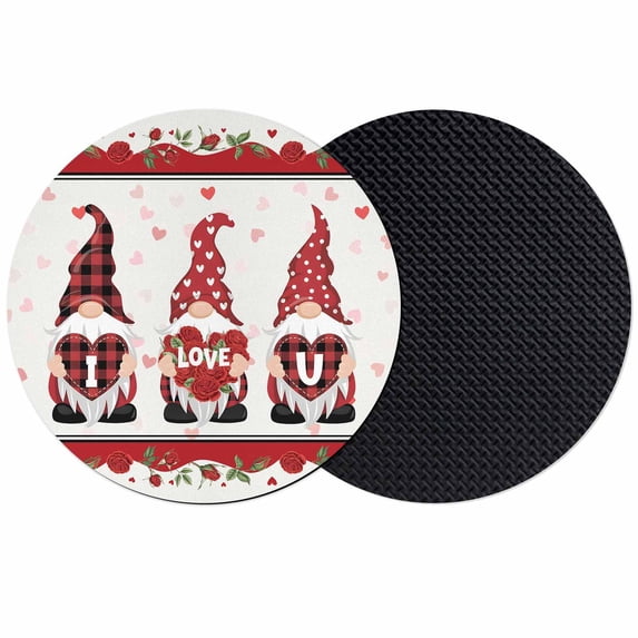 Valentine's Day Coasters Set of 2, Absorbent Coasters for Drinks, Love Heart Roses Gnomes Romantic Coaster for Desk Coffee Table Protection, Home Decor House Warming Gifts 4"
