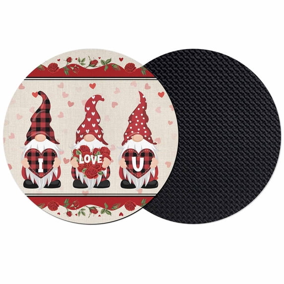 Valentine's Day Coasters Set of 2, Absorbent Coasters for Drinks, Love Heart Roses Gnomes Romantic Rustic Coaster for Desk Coffee Table Protection, Home Decor House Warming Gifts 4"