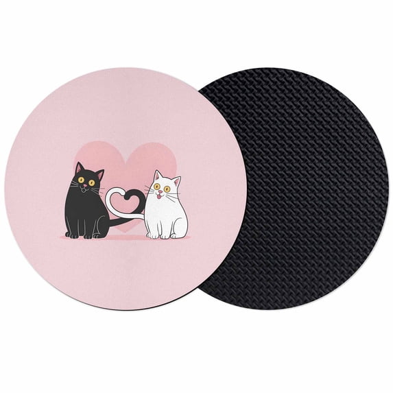 Valentine's Day Coasters Set of 2, Absorbent Coasters for Drinks, Pink Love Heart Cats Modern Art Coaster for Desk Coffee Table Protection, Home Decor House Warming Gifts 4"